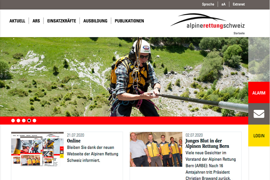 Website Alpine Rettung Schweiz